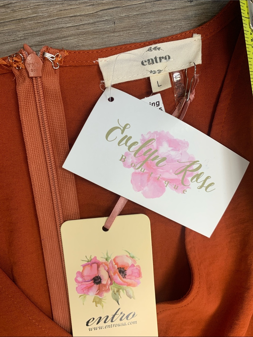 entro Burnt Orange Long Sleeve Tie-Waist Jumpsuit - Picture 2 of 4